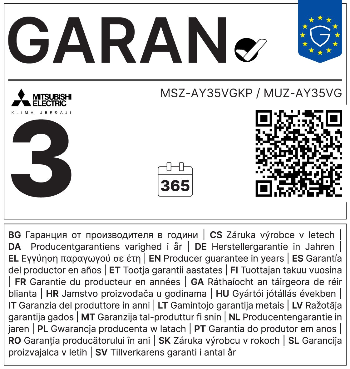 Mitsubishi Electric klima uređaj MSZ-AY35VGKP/MUZ-AY35VG- 3,5 kW, bijeli - Slika 2